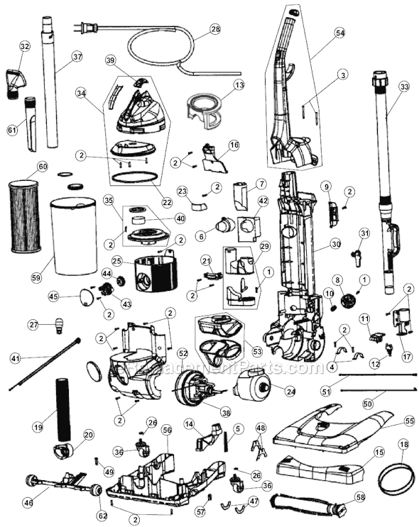 Page A Diagram and Parts List for M088760  Dirt Devil Upright Vacuum